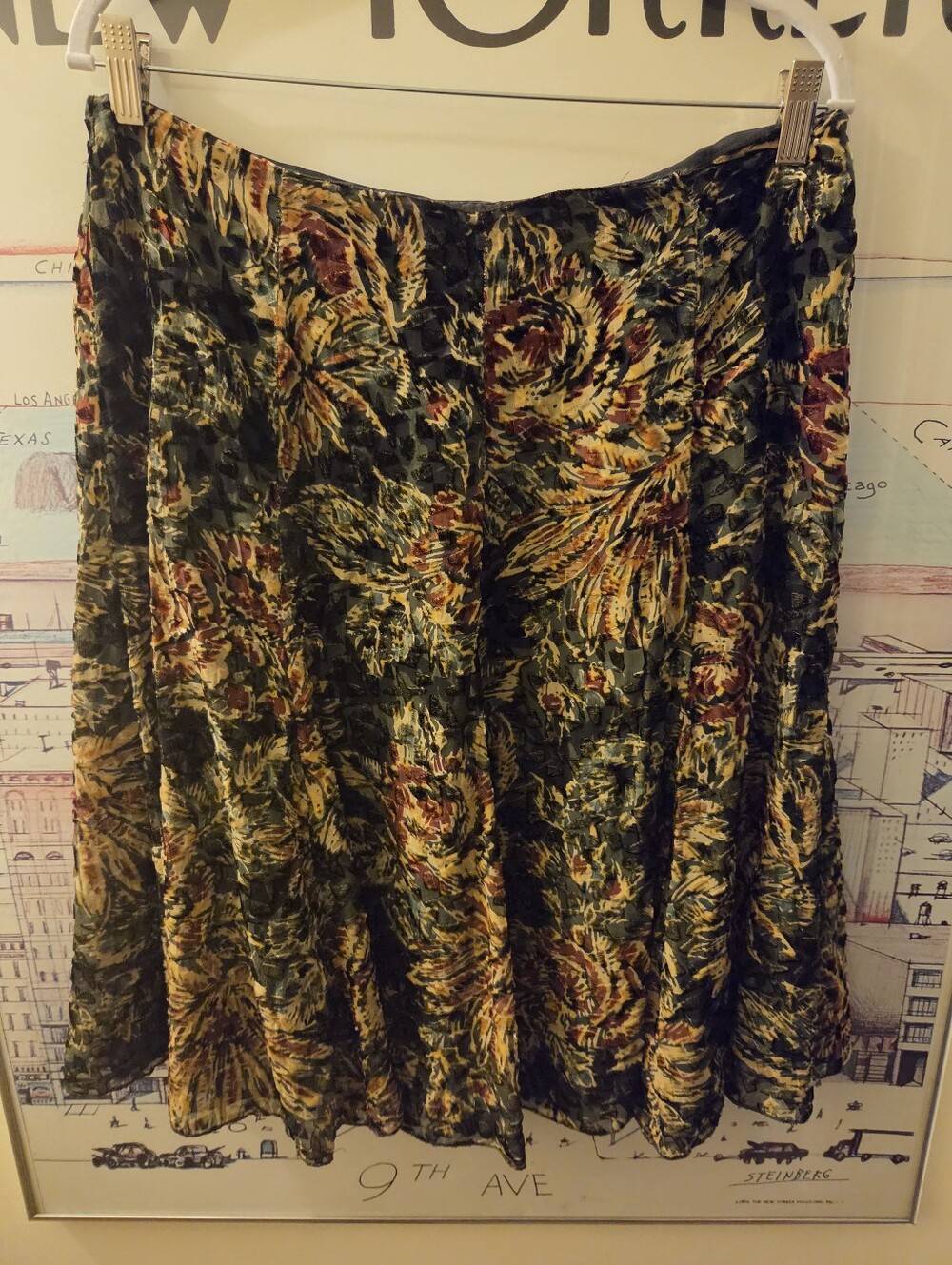JOSEPHINE CLAUS Silk velvet burnout floral Skirt. 12 Petite. Fabulous 4 Fall